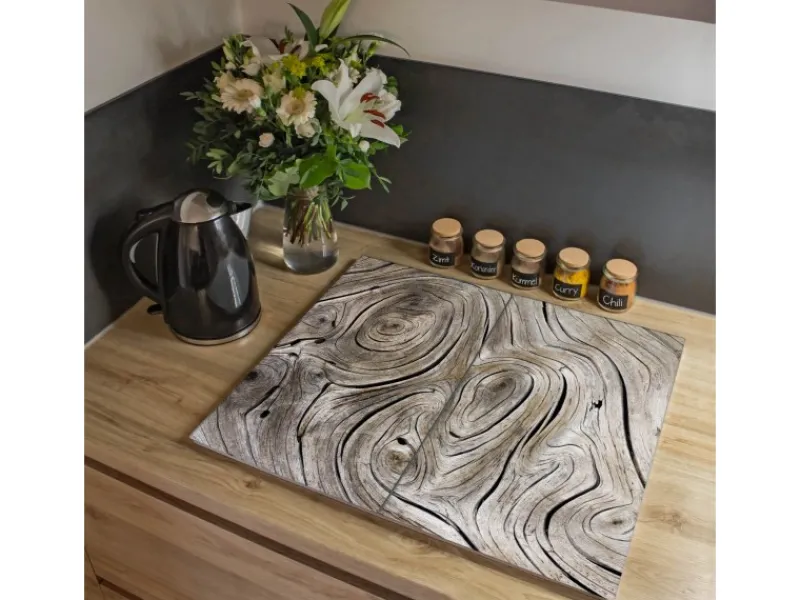Banjado Herdabdeckplatte Glas 2 Teilig Je 30x52CM Schneidebrett Herdabdeckung Mit Motiv Holzwirbel< Herdabdeckungen|Kochfelder