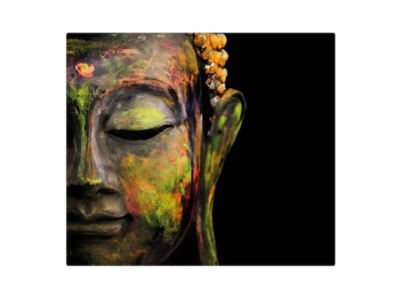 Banjado Herdabdeckplatte Glas 1 Teilig 60x52CM Schneidebrett Herdabdeckung Mit Motiv Bunter Buddha< Schneidebretter|Herdabdeckungen