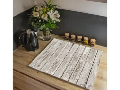 Banjado Schneidebretter|Herdabdeckungen<Herdabdeckplatte Glas 1 Teilig 60x52CM Schneidebrett Herdabdeckung Mit Motiv Weißes Holz