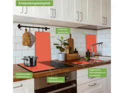 Sale Banjado Herdabdeckplatte Glas 2 Teilig Je 30x52CM Schneidebrett Herdabdeckung Mit Motiv Orange