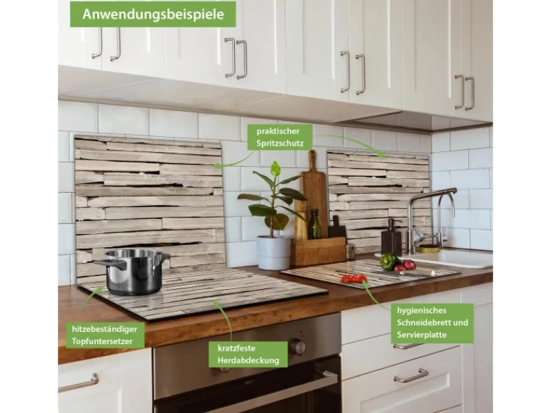 Sale Banjado Herdabdeckplatte Glas 1 Teilig 60x52CM Schneidebrett Herdabdeckung Mit Motiv Steinplatten