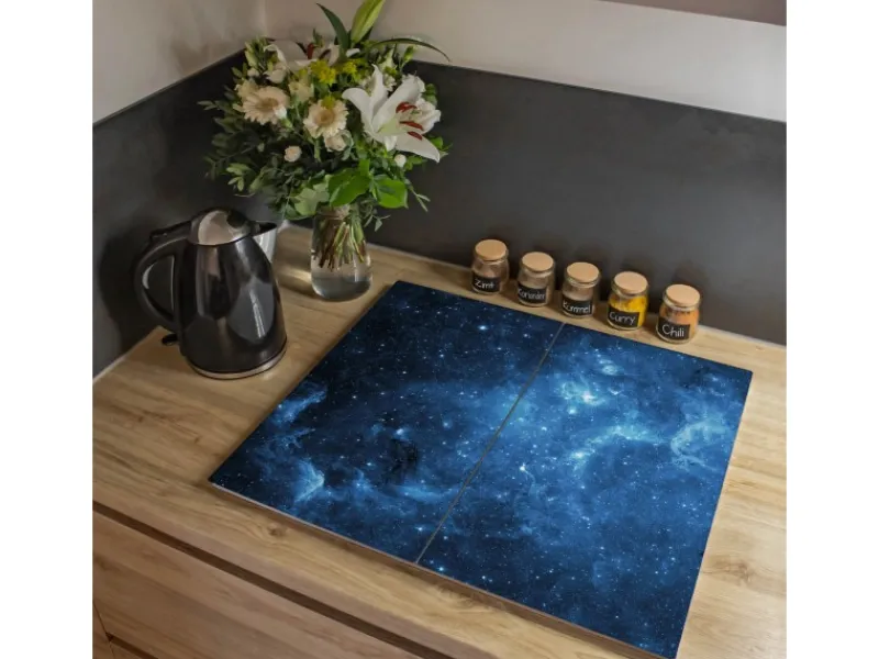 Online Banjado Herdabdeckplatte Glas 2 Teilig Je 30x52CM Schneidebrett Herdabdeckung Mit Motiv Universum
