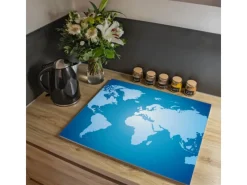 Discount Banjado Herdabdeckplatte Glas 1 Teilig 60x52CM Schneidebrett Herdabdeckung Mit Motiv Weltkarte