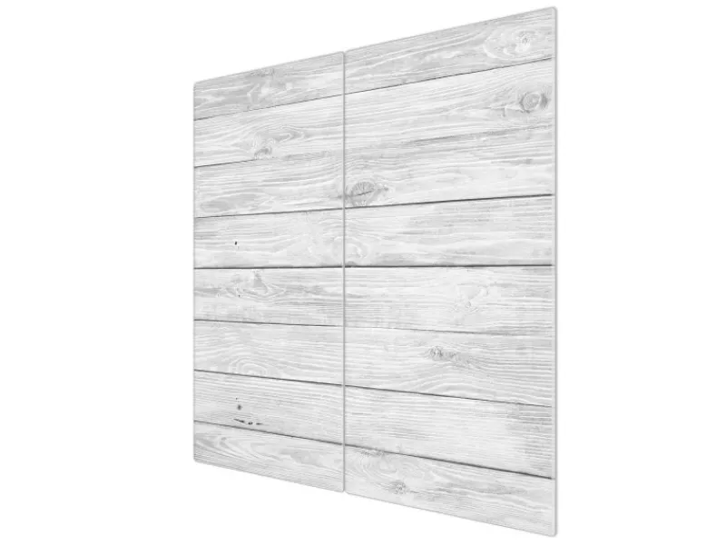 Clearance Banjado Herdabdeckplatte Glas 2 Teilig Je 30x52CM Schneidebrett Herdabdeckung Mit Motiv Weiß Gebeizt