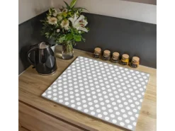 Sale Banjado Herdabdeckplatte Glas 1 Teilig 60x52CM Schneidebrett Herdabdeckung Mit Motiv Punkte Grau