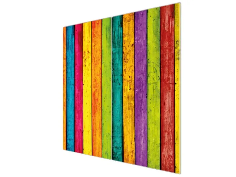 Banjado Herdabdeckplatte Glas 2 Teilig Je 30x52CM Schneidebrett Herdabdeckung Mit Motiv Bunte Holzlatten< Herdabdeckungen|Schneidebretter