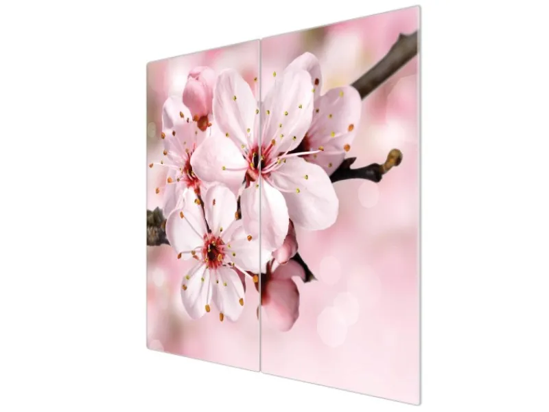 Banjado Herdabdeckungen|Schneidebretter<Herdabdeckplatte Glas 2 Teilig Je 30x52CM Schneidebrett Herdabdeckung Mit Motiv Japanische Kirsche