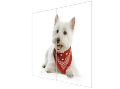 Banjado Herdabdeckplatte Glas 2 Teilig Je 30x52CM Schneidebrett Herdabdeckung Mit Motiv Westie