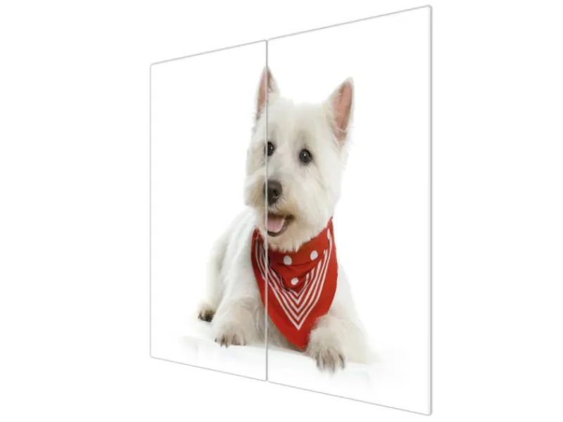 Banjado Herdabdeckplatte Glas 2 Teilig Je 30x52CM Schneidebrett Herdabdeckung Mit Motiv Westie