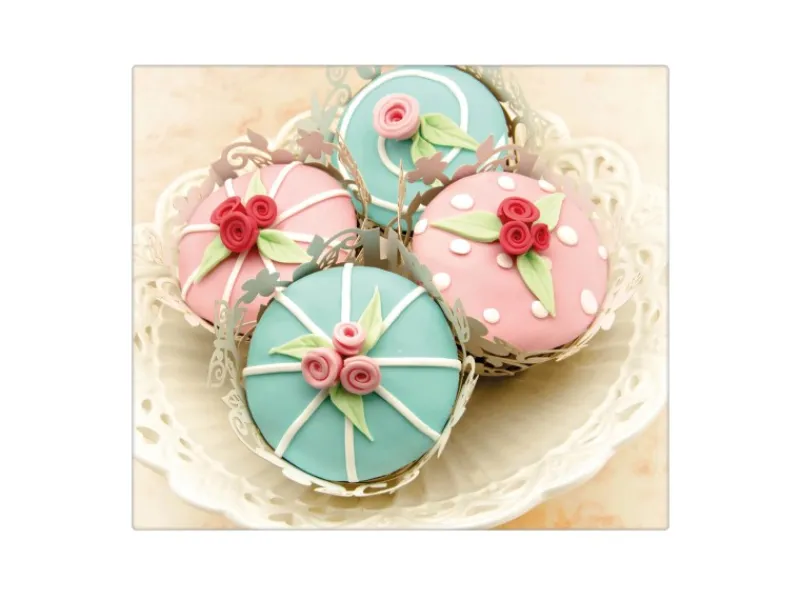 Online Banjado Herdabdeckplatte Glas 1 Teilig 60x52CM Schneidebrett Herdabdeckung Mit Motiv Cupcakes