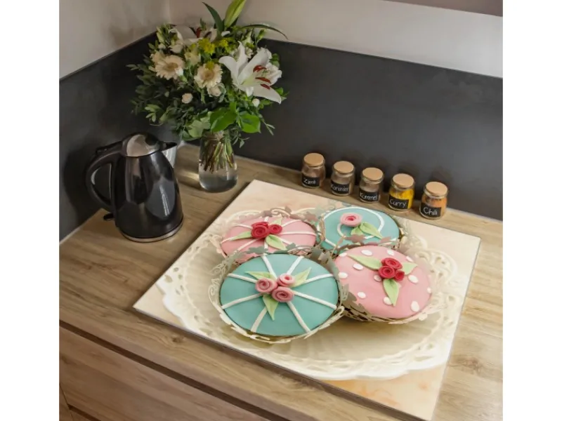 Online Banjado Herdabdeckplatte Glas 1 Teilig 60x52CM Schneidebrett Herdabdeckung Mit Motiv Cupcakes