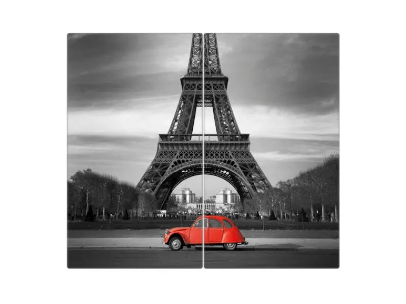 New Banjado Herdabdeckplatte Glas 2 Teilig Je 30x52CM Schneidebrett Herdabdeckung Mit Motiv Paris