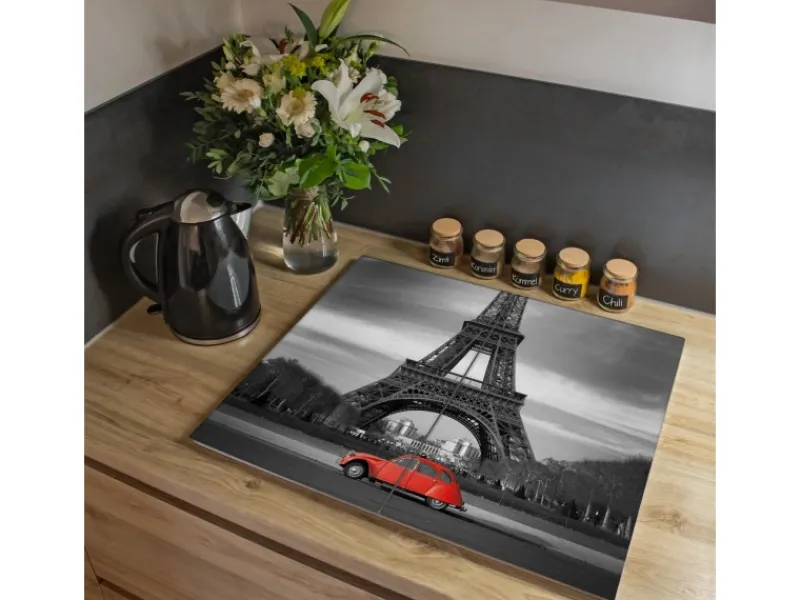 New Banjado Herdabdeckplatte Glas 2 Teilig Je 30x52CM Schneidebrett Herdabdeckung Mit Motiv Paris