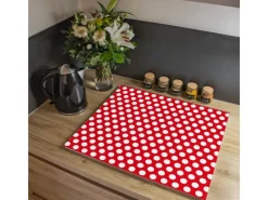 Discount Banjado Herdabdeckplatte Glas 1 Teilig 60x52CM Schneidebrett Herdabdeckung Mit Motiv Punkte Rot