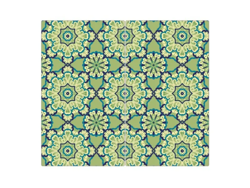Banjado Herdabdeckungen|Herde<Herdabdeckplatte Glas 2 Teilig Je 30x52CM Schneidebrett Herdabdeckung Mit Motiv Kaleidoscop Grün