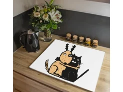 Banjado Herde|Kochfelder<Herdabdeckplatte Glas 1 Teilig 60x52CM Schneidebrett Herdabdeckung Mit Motiv Beste Freunde Immer