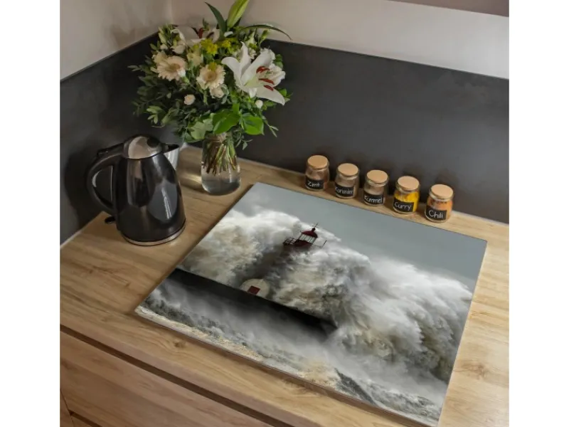 Banjado Herde|Kochfelder<Herdabdeckplatte Glas 1 Teilig 60x52CM Schneidebrett Herdabdeckung Mit Motiv Fels In Der Brandung