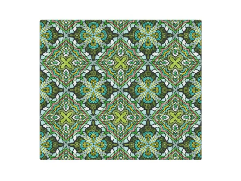 Banjado Herdabdeckplatte Glas 1 Teilig 60x52CM Schneidebrett Herdabdeckung Mit Motiv Grünes Muster< Schneidebretter|Herdabdeckungen
