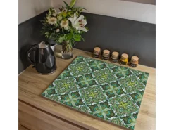 Banjado Herdabdeckplatte Glas 1 Teilig 60x52CM Schneidebrett Herdabdeckung Mit Motiv Grünes Muster< Schneidebretter|Herdabdeckungen