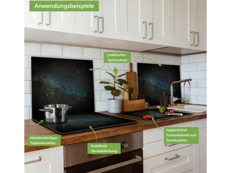 Banjado Herdabdeckplatte Glas 1 Teilig 60x52CM Schneidebrett Herdabdeckung Mit Motiv Nachthimmel< Schneidebretter|Herdabdeckungen