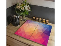 Banjado Herde|Kochfelder<Herdabdeckplatte Glas 2 Teilig Je 30x52CM Schneidebrett Herdabdeckung Mit Motiv Bunte Kristalle