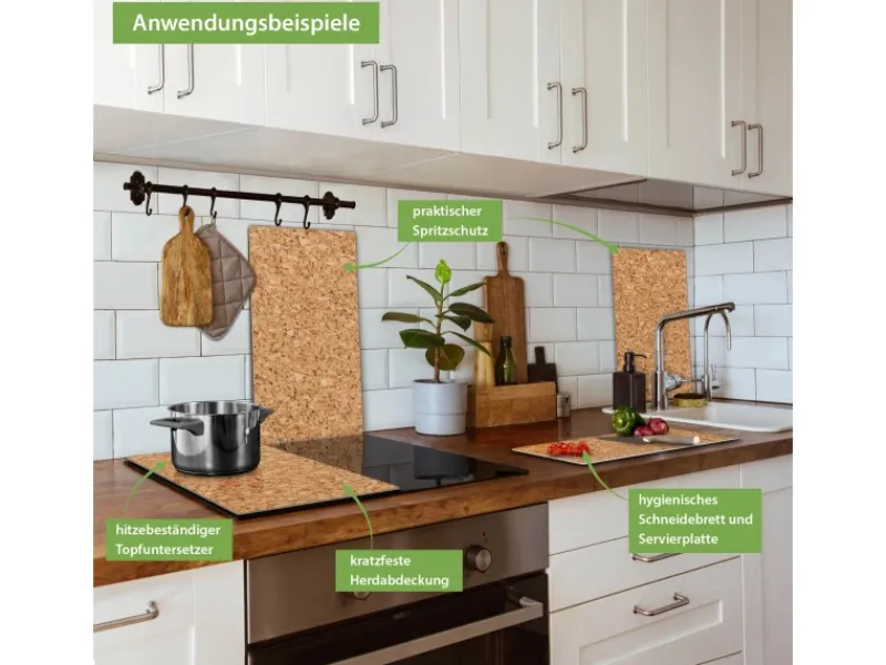 Banjado Herdabdeckplatte Glas 2 Teilig Je 30x52CM Schneidebrett Herdabdeckung Mit Motiv Kork< Schneidebretter|Herdabdeckungen