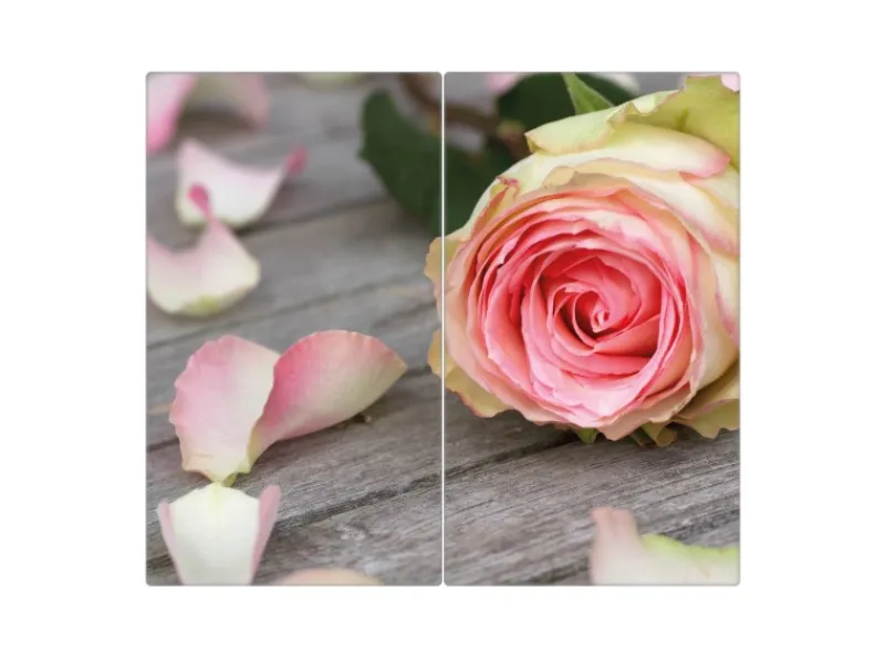 Discount Banjado Herdabdeckplatte Glas 2 Teilig Je 30x52CM Schneidebrett Herdabdeckung Mit Motiv Rosa Rose