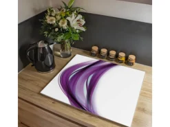 Banjado Herdabdeckplatte Glas 1 Teilig 60x52CM Schneidebrett Herdabdeckung Mit Motiv Violet Element< Herde|Kochfelder