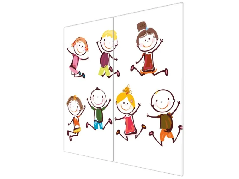 Banjado Herdabdeckplatte Glas 2 Teilig Je 30x52CM Schneidebrett Herdabdeckung Mit Motiv Happy Kids< Schneidebretter|Herde
