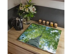 Banjado Herdabdeckplatte Glas 2 Teilig Je 30x52CM Schneidebrett Herdabdeckung Mit Motiv Zwischen Bäumen 5< Herdabdeckungen|Kochfelder