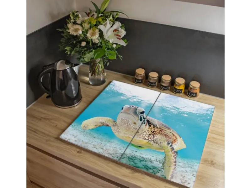 New Banjado Herdabdeckplatte Glas 2 Teilig Je 30x52CM Schneidebrett Herdabdeckung Mit Motiv Elvis