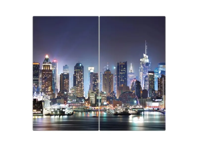 Banjado Schneidebretter|Herdabdeckungen<Herdabdeckplatte Glas 2 Teilig Je 30x52CM Schneidebrett Herdabdeckung Mit Motiv New York