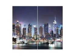 Banjado Schneidebretter|Herdabdeckungen<Herdabdeckplatte Glas 2 Teilig Je 30x52CM Schneidebrett Herdabdeckung Mit Motiv New York