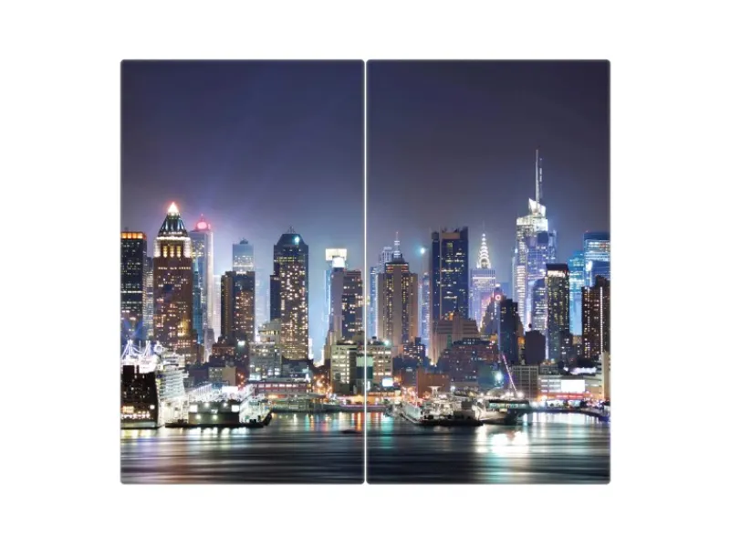 Banjado Schneidebretter|Herdabdeckungen<Herdabdeckplatte Glas 2 Teilig Je 30x52CM Schneidebrett Herdabdeckung Mit Motiv New York