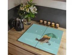 Best Banjado Herdabdeckplatte Glas 2 Teilig Je 30x52CM Schneidebrett Herdabdeckung Mit Motiv Rainbird