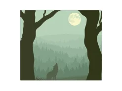 Banjado Herdabdeckplatte Glas 1 Teilig 60x52CM Schneidebrett Herdabdeckung Mit Motiv Heulender Wolf< Schneidebretter|Herdabdeckungen