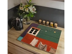 Banjado Herdabdeckplatte Glas 2 Teilig Je 30x52CM Schneidebrett Herdabdeckung Mit Motiv Buntes Haus< Herdabdeckungen|Herde