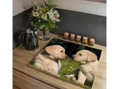 Online Banjado Herdabdeckplatte Glas 2 Teilig Je 30x52CM Schneidebrett Herdabdeckung Mit Motiv Labrador