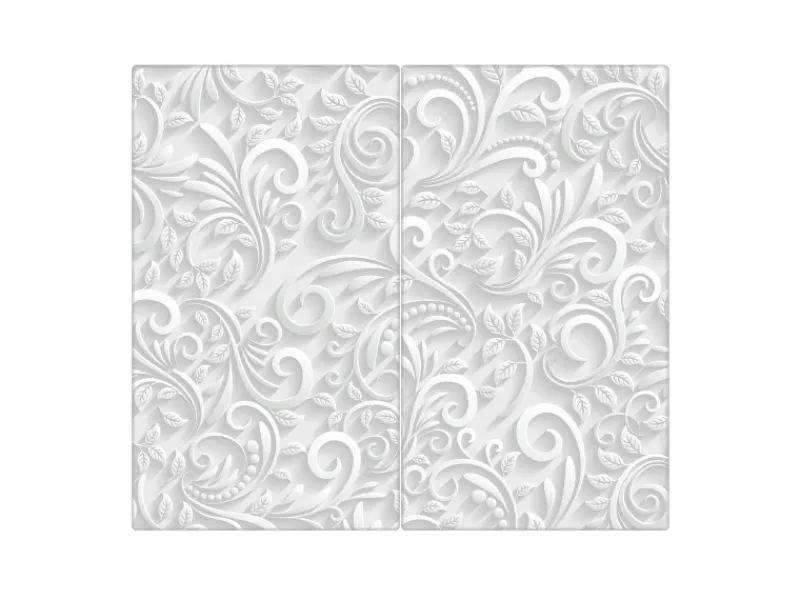 Sale Banjado Herdabdeckplatte Glas 2 Teilig Je 30x52CM Schneidebrett Herdabdeckung Mit Motiv White Swirl