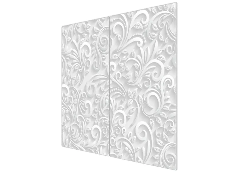 Sale Banjado Herdabdeckplatte Glas 2 Teilig Je 30x52CM Schneidebrett Herdabdeckung Mit Motiv White Swirl