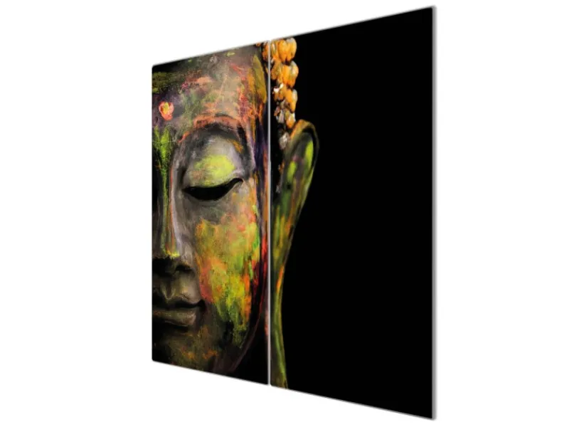 Banjado Herdabdeckplatte Glas 2 Teilig Je 30x52CM Schneidebrett Herdabdeckung Mit Motiv Bunter Buddha< Schneidebretter|Herdabdeckungen