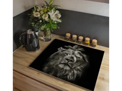 Banjado Herdabdeckplatte Glas 2 Teilig Je 30x52CM Schneidebrett Herdabdeckung Mit Motiv Löwe Porträt< Schneidebretter|Herdabdeckungen