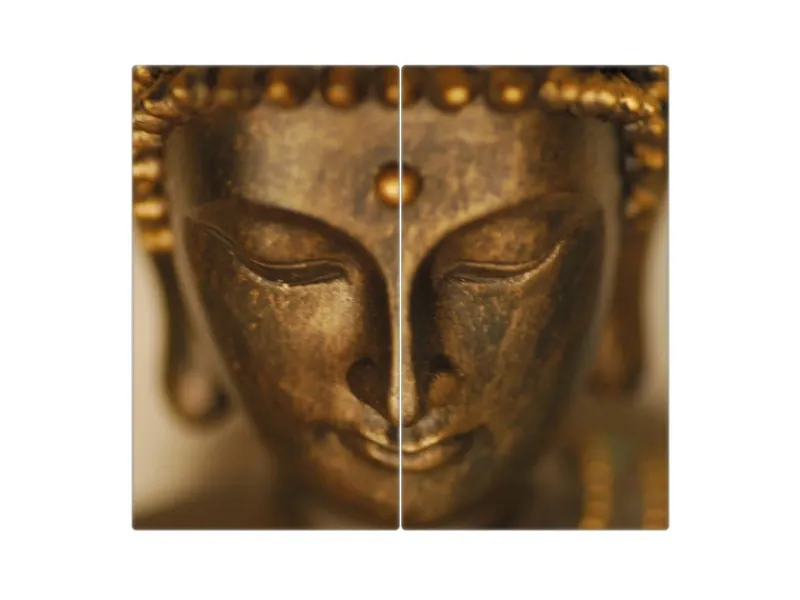 Banjado Herdabdeckplatte Glas 2 Teilig Je 30x52CM Schneidebrett Herdabdeckung Mit Motiv Buddha Gold< Schneidebretter|Herdabdeckungen