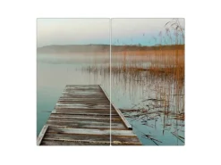 Banjado Schneidebretter|Herde<Herdabdeckplatte Glas 2 Teilig Je 30x52CM Schneidebrett Herdabdeckung Mit Motiv Alter Steg