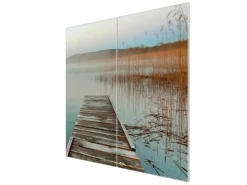 Banjado Schneidebretter|Herde<Herdabdeckplatte Glas 2 Teilig Je 30x52CM Schneidebrett Herdabdeckung Mit Motiv Alter Steg