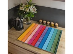 Clearance Banjado Herdabdeckplatte Glas 1 Teilig 60x52CM Schneidebrett Herdabdeckung Mit Motiv Regenbogenfarben