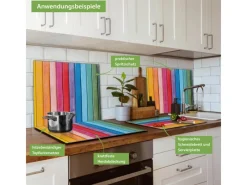 Clearance Banjado Herdabdeckplatte Glas 1 Teilig 60x52CM Schneidebrett Herdabdeckung Mit Motiv Regenbogenfarben