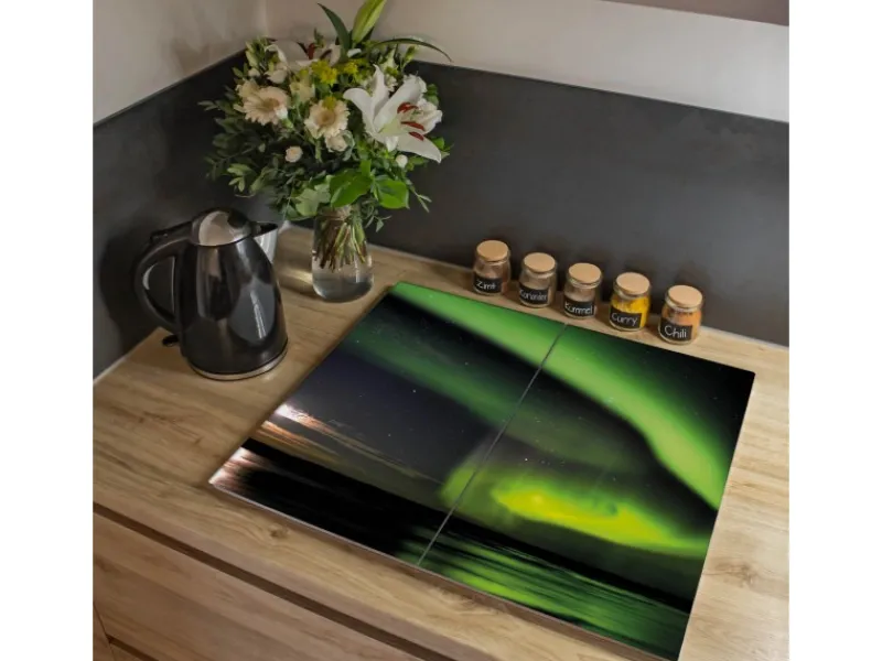 Banjado Herdabdeckungen|Kochfelder<Herdabdeckplatte Glas 2 Teilig Je 30x52CM Schneidebrett Herdabdeckung Mit Motiv Wetterleuchten
