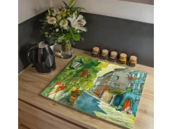 Banjado Schneidebretter|Herdabdeckungen<Herdabdeckplatte Glas 1 Teilig 60x52CM Schneidebrett Herdabdeckung Mit Motiv Historischer Stadtkern