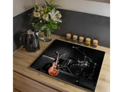 Banjado Herdabdeckplatte Glas 1 Teilig 60x52CM Schneidebrett Herdabdeckung Mit Motiv Jam Session